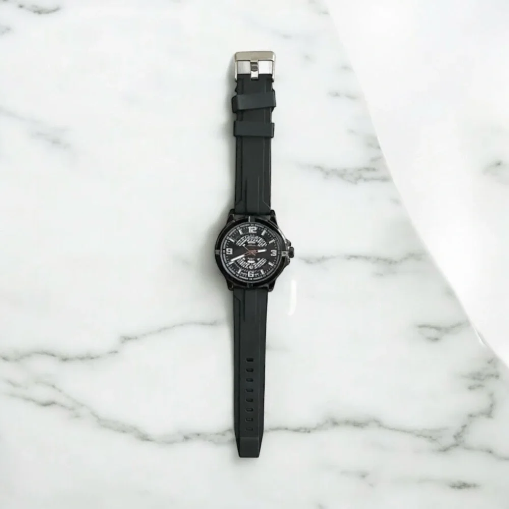 Gediyar Men’s Black 45mm Silicone Band Watch